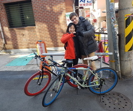 Biking with friends.